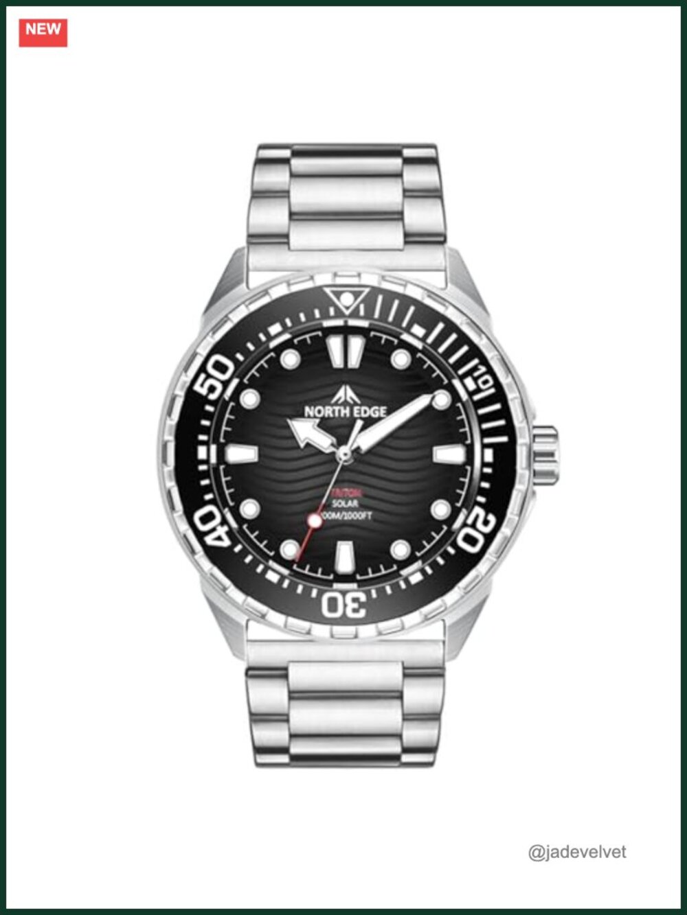Solar Powered Dive Watch 300M Water Resistant Luminous Analog Men's